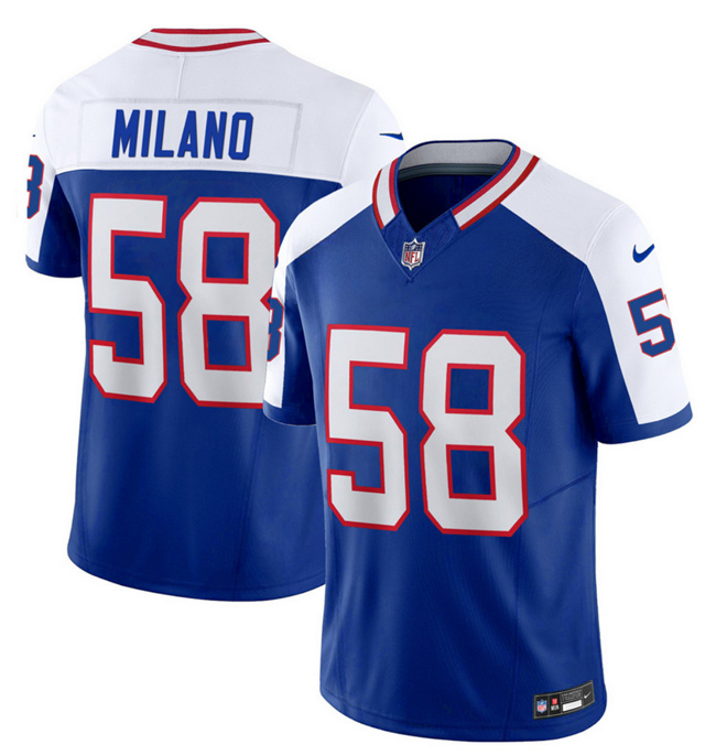 Men's Buffalo Bills #58 Matt Milano Blue/White 2023 F.U.S.E. Throwback Vapor Untouchable Limited Football Stitched Jersey